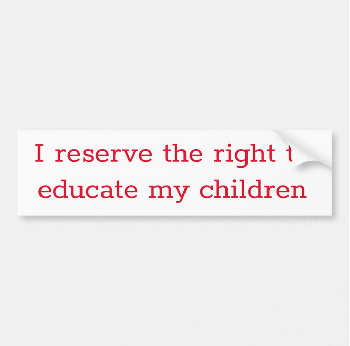image of I Reserve the Right to Educate my Children Bumper Sticker